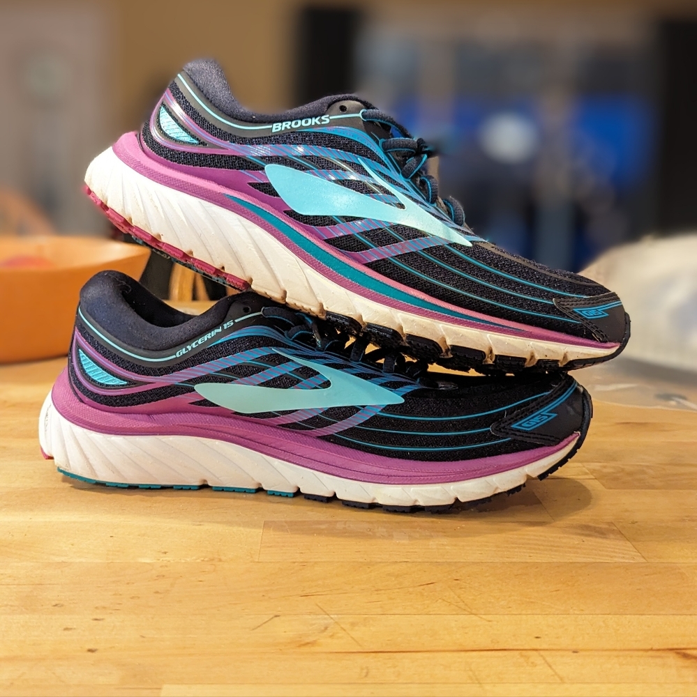 Brooks Glycerin 15 Running Workout Blue Purple 1202471B465 Sneakers Women's 10